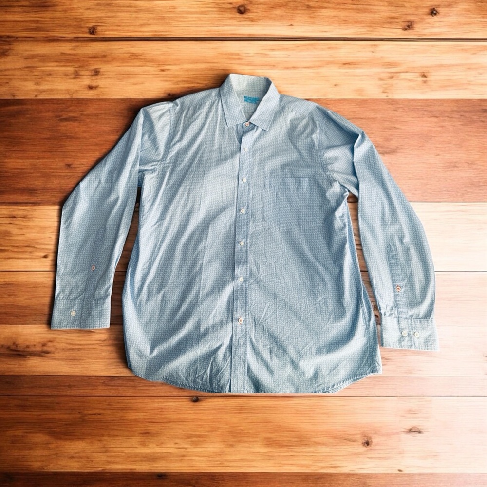 J. McLaughlin Men's Light Blue Paisley Button-Down Shirt in Trim Fit style